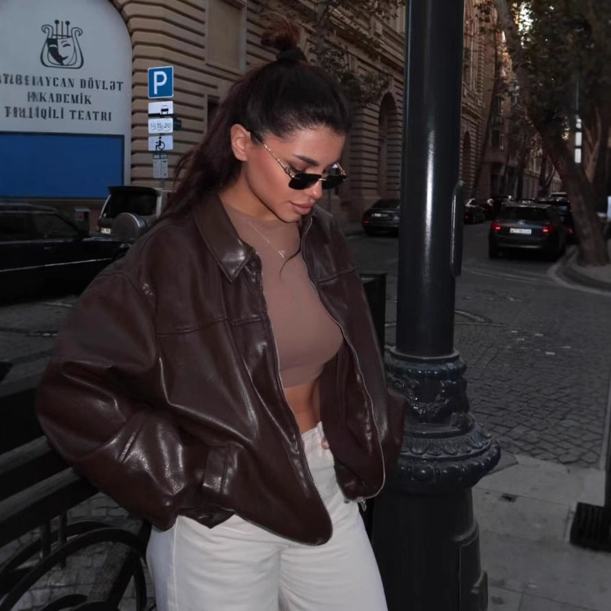 Faux-leather Bomber Jacket