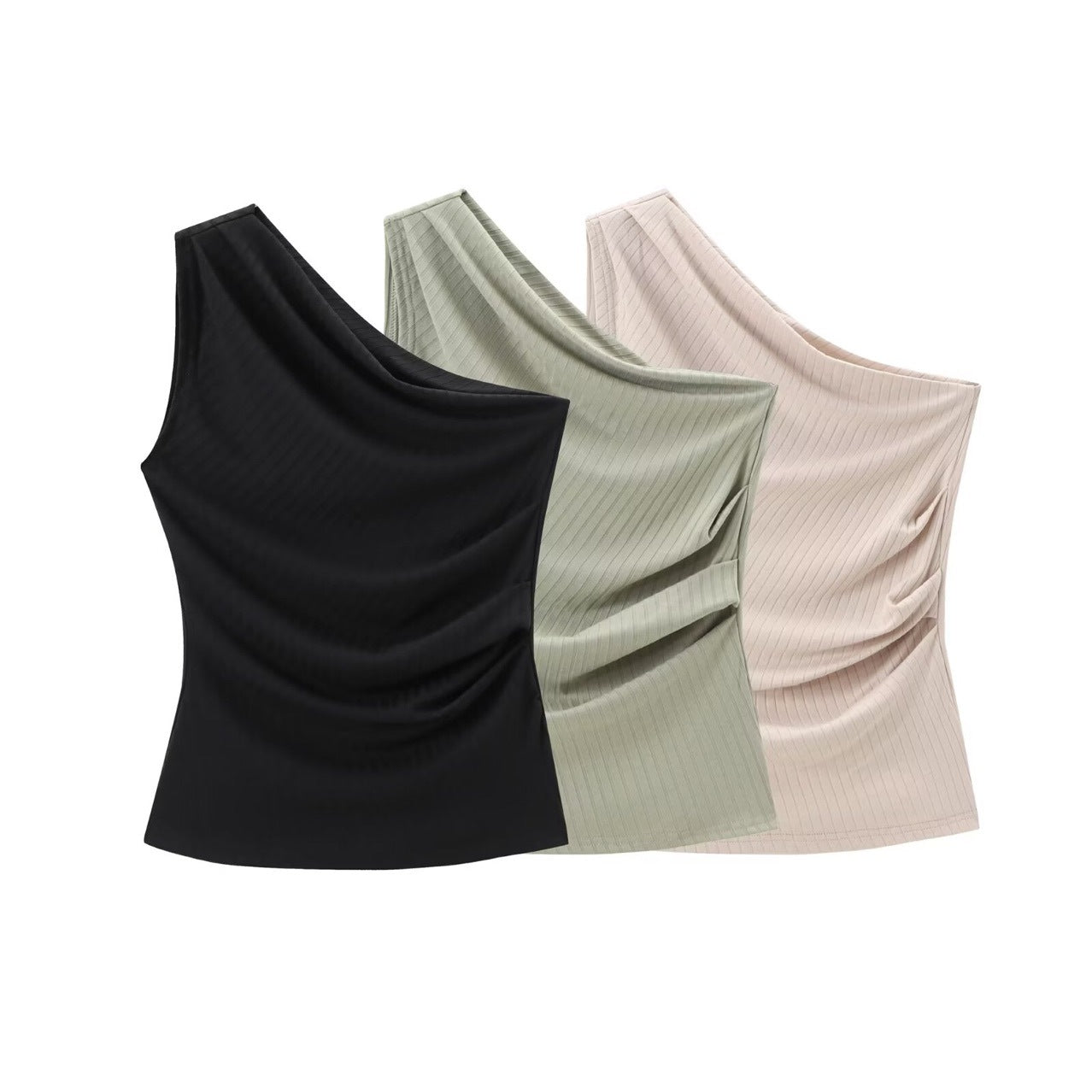 asymmetric collar top solid color wide leg pants