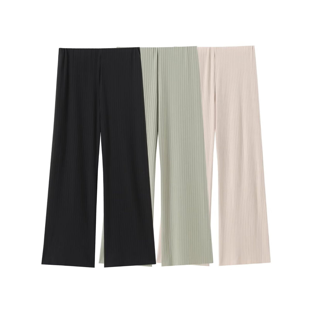 asymmetric collar top solid color wide leg pants