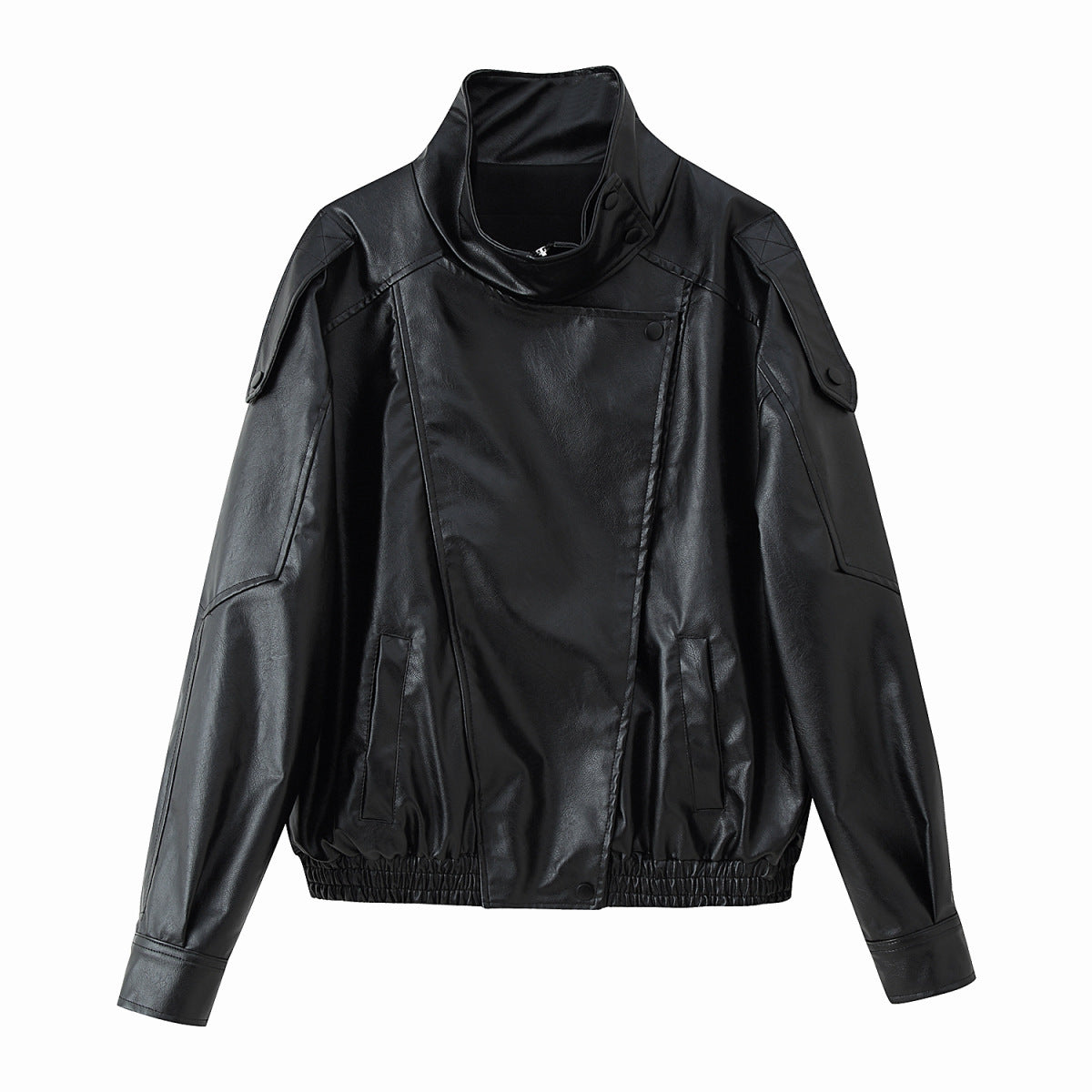 Stand-Up Collar Leather Jacket