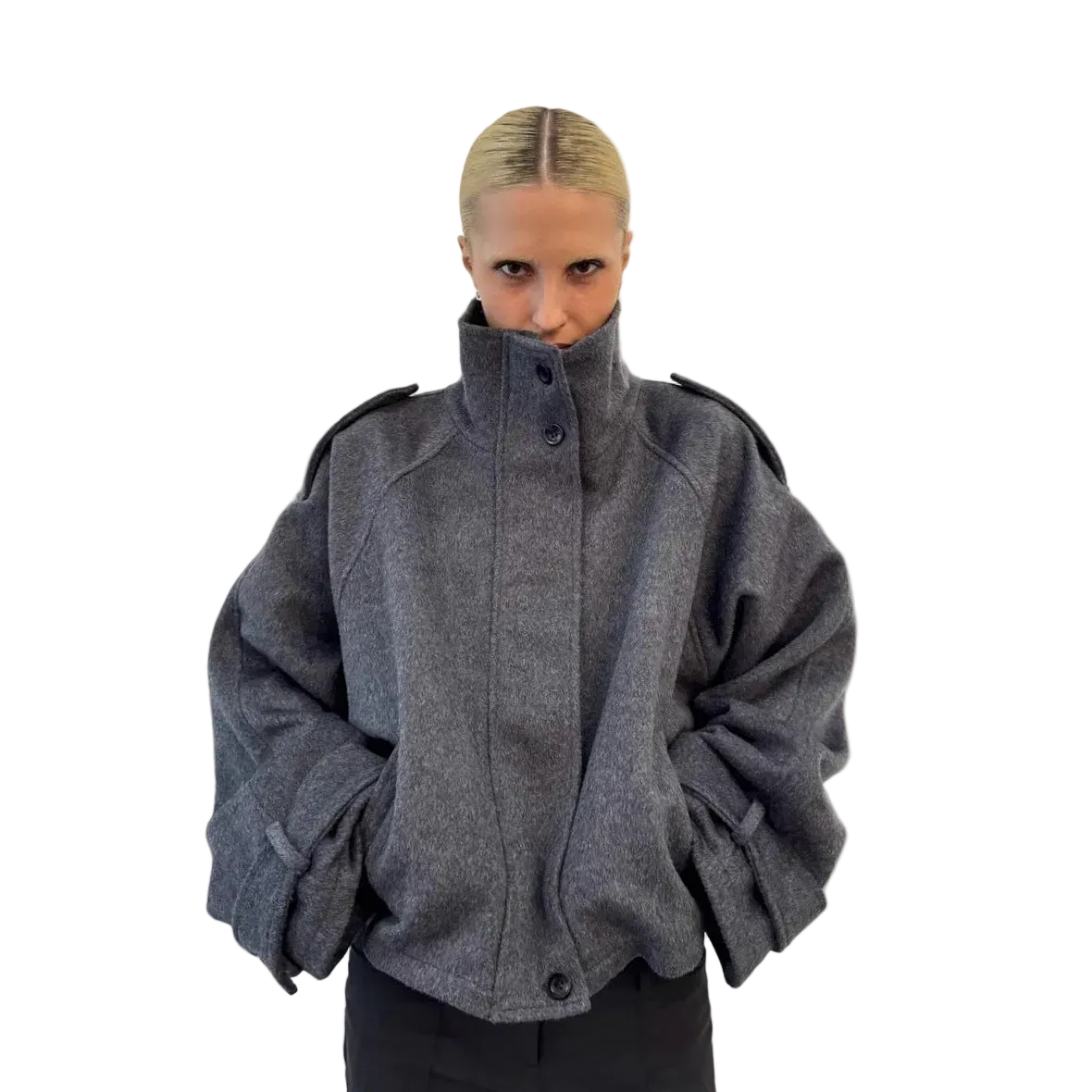 Womens Short Wool Jacket With Zipper