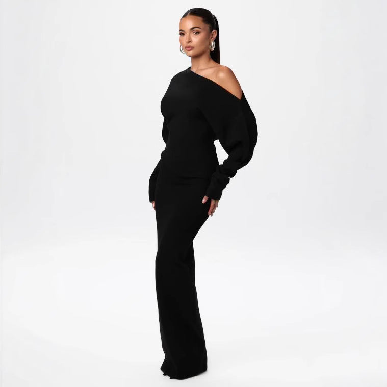 Knitted Off-shoulder Bodycon Long Dresses